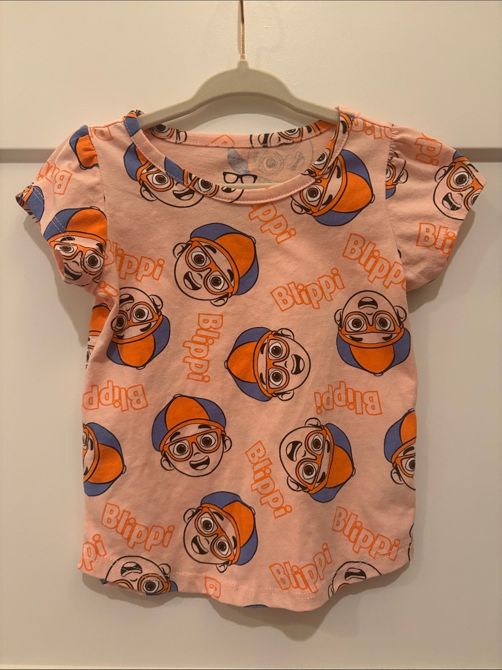 Blippi Toddler Girls Orange Graphic Tee of Iconic Blippi’s Face 2T